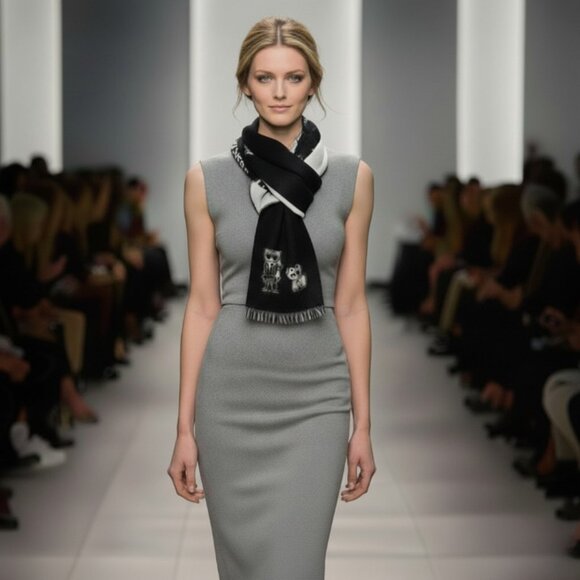 Authentic Karl Lagerfeld Paris Reversible Scarf NWT (Unisex) - Picture 2 of 16